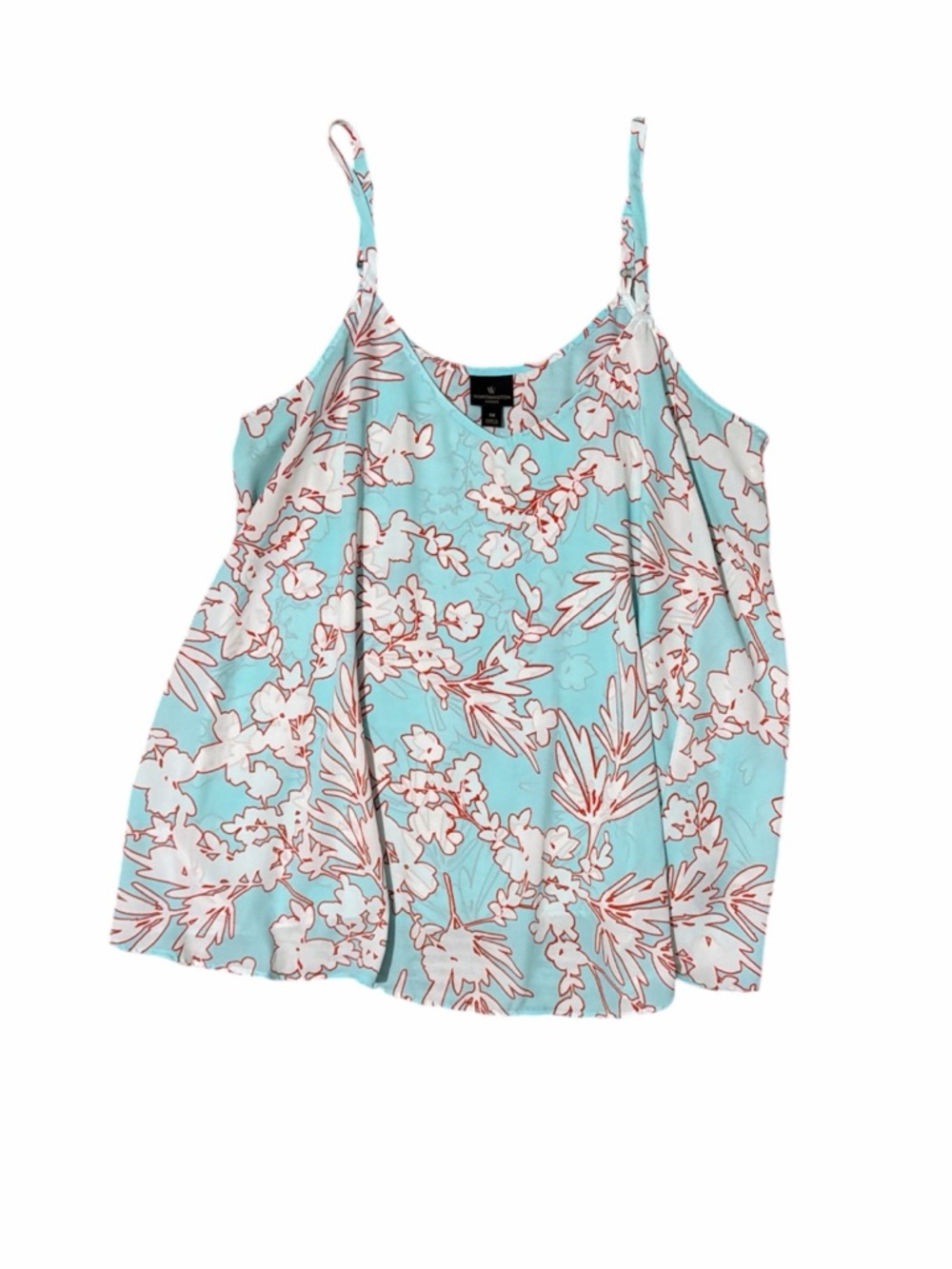 Worthington Women Light Aqua Floral Spaghetti-Strap Camisole